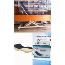 3 Motorlu Ahşap Hasta Karyolası + Visco  - 3 Motorlu Ahşap Hasta Karyolası + Visco Yatak + 3 Çıkışlı Abc Sistemli Boru Tipi Havalı Yatak Takım