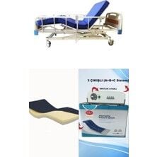 3 Motorlu Abs Başlıklı Tabanca Korkulukl - 3 Motorlu Abs Başlıklı Tabanca Korkuluklu Hasta Karyolası + Visco Yatak +3 Çıkışlı Abc Sistemli Boru Tipi Havalı Yatak Takım