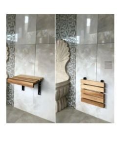 Medikaltec Katlanır Duş Taburesi - Doğal Ahşap Katlanır Banyo Oturağı