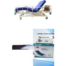 3 Motorlu Abs Başlıklı Tabanca Korkulukl - 3 Motorlu Abs Başlıklı Tabanca Korkuluklu Hasta Karyolası+ Lazer Kesim Yatak + 3 Çıkışlı Abc Sistemli Boru Tipi Havalı Yatak Takım