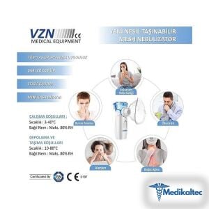 VZN Yeni Nesil Taşınabilir Mesh Nebüliza - Medikaltec Yeni Nesil Taşınabilir Mesh Nebülizatör - Görsel 1