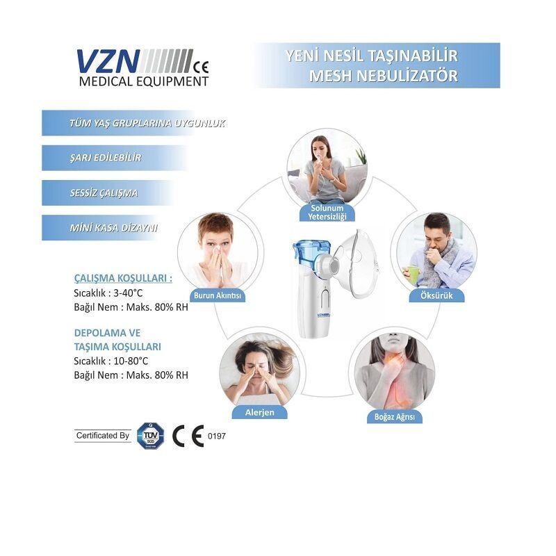 VZN Yeni Nesil Taşınabilir Mesh Nebüliza - Medikaltec Yeni Nesil Taşınabilir Mesh Nebülizatör Medikaltec9465 - Görsel 1 (Ön…