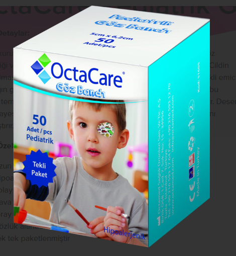 Medikaltec Pediatrik Göz Pedi Erkek 5 cm x 6,2 cm 50 Adet Medikaltec4812 - Görsel 1 (Ön görünüm)