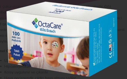 Medikaltec Pediatrik Göz Pedi Erkek 5 cm x 6,2 cm 100 Adet Medikaltec4813 - Görsel 1 (Ön görünüm)