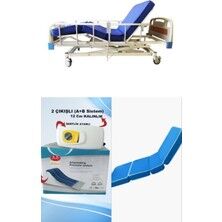 3 Motorlu Abs Başlıklı Tabanca Korkulukl - 3 Motorlu Abs Başlıklı Tabanca Korkuluklu Hasta Karyolası+4 Parçalı Yatak+ A+B Sistemli Cm Boru Tipi Havalı Yatak Takım