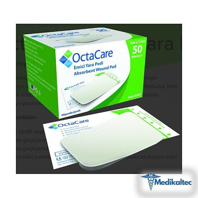Medikaltec Emici Yara Pedi 5 cm x 7,5 cm 50 Adet Medikaltec4821 - Görsel 1 (Ön görünüm)