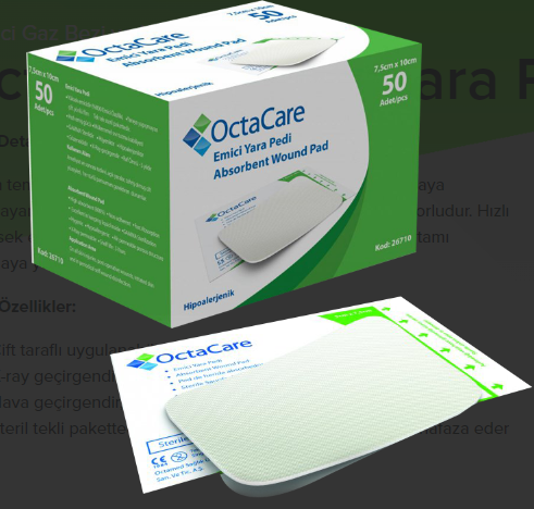 Medikaltec Emici Yara Pedi 7,5 cm x 10 cm 50 Adet Medikaltec4822 - Görsel 1 (Ön görünüm)