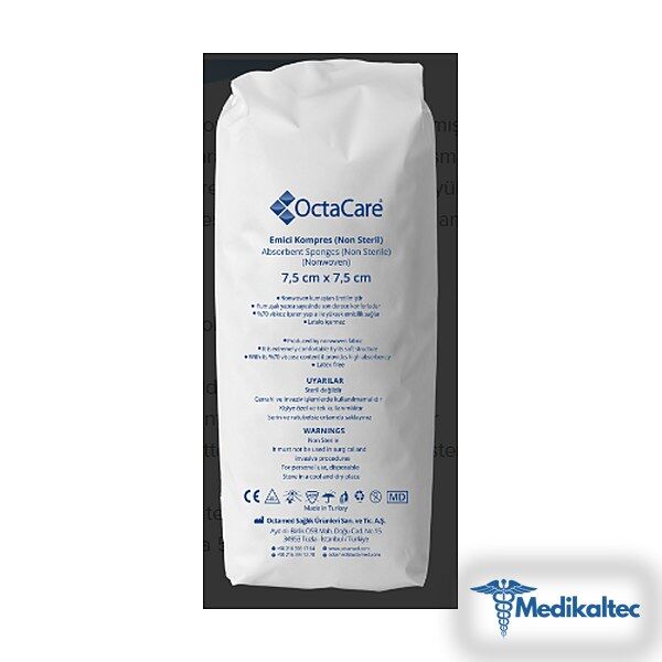 Medikaltec Emici Kompres 8 Kat Nonsteril 7,5cm x 7,5cm 100 Adet Medikaltec4829 - Görsel 1 (Ön görünüm)