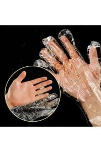 100 Adet Tek Kullanımlık Temizlik Pastane Eldiveni Poşet Şeffaf Eldiven Pet Eldiven 1 Paket