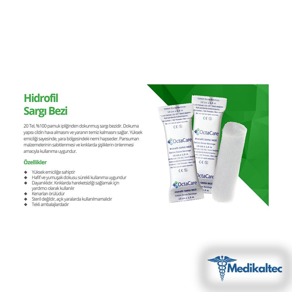 Medikaltec Hidrofil Sargı Bezi 10 cm x 50 m 1 Adet Medikaltec4835 - Görsel 1 (Ön görünüm)