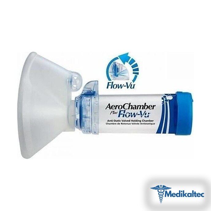 Aerochamber Plus Flow-Vu Mavi-Large 5+Ae - Medikaltec Aerochamber Flow-Vu Mavi-Large 5+ - Görsel 1