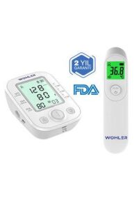 Medikaltec Pilli Üst Koldan Ölçer Dijital Tansiyon Aleti Nabız Ölçer Hafızalı Usb + Temassız Ateş Ölçer Fda On