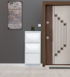 Medikaltec 3’lü Metal Ayakkabılık (Beyaz) | Kolay Kurulum, Dayanıklı Yapı