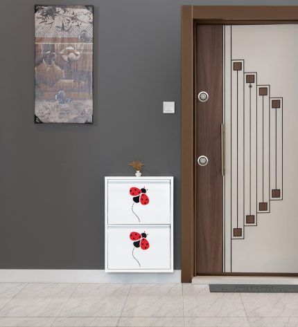 Medikaltec 2’li Metal Ayakkabılık (Beyaz-Uğur Böceği) | Kolay Kurulum, Dayanıklı Yapı