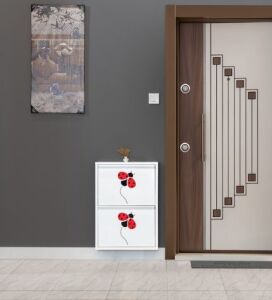 Medikaltec 2’li Metal Ayakkabılık (Beyaz-Uğur Böceği) | Kolay Kurulum, Dayanıklı Yapı