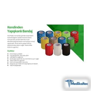 Medikaltec Kendinden Yapışkanlı Bandaj Koban Bandaj 7,5 cm x 4,5 m Sarı Renk 1 Adet Medikaltec4882 - Görsel 1 (Ön görünüm)