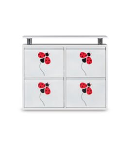 Medikaltec 2+2 Metal Ayakkabılık (Beyaz- Uğurböceği) | Kullanışlı, Sağlam ve Şık