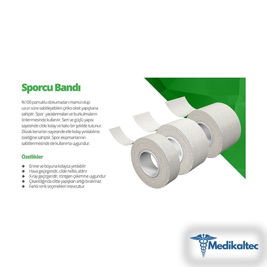 Medikaltec Sport Tape Sporcu Bandı 10 m x 2,5 cm 1 Adet Medikaltec4887 - Görsel 1 (Ön görünüm)