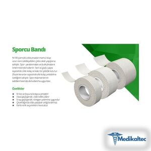 Medikaltec Sport Tape Sporcu Bandı 10 m x 2,5 cm 1 Adet Medikaltec4887 - Görsel 1 (Ön görünüm)