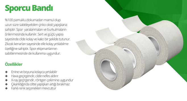 Medikaltec Sport Tape Sporcu Bandı 10 m x 2,5 cm 1 Adet Medikaltec4887 - Görsel 1 (Ön görünüm)