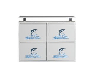 Medikaltec 2+2 Metal Ayakkabılık (Beyaz-Yunus) | Şık Görünüm ve Geniş Depolama