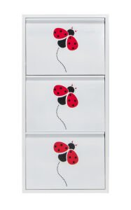 Medikaltec 3’lü Metal Ayakkabılık (Beyaz-Uğur Böceği) | Kolay Kurulum, Dayanıklı Yapı