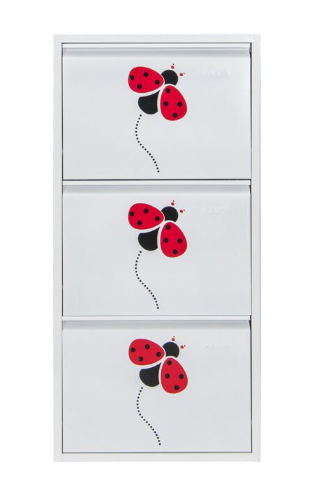 Medikaltec 3’lü Metal Ayakkabılık (Beyaz-Uğur Böceği) | Kolay Kurulum, Dayanıklı Yapı