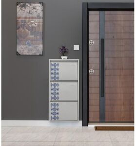 Medikaltec 3’lü Metal Ayakkabılık (Gri-Kilim) | Ev ve Ofisler İçin Uygun Seçim