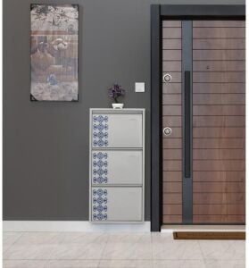 Medikaltec 3’lü Metal Ayakkabılık (Gri-Kilim) | Ev ve Ofisler İçin Uygun Seçim