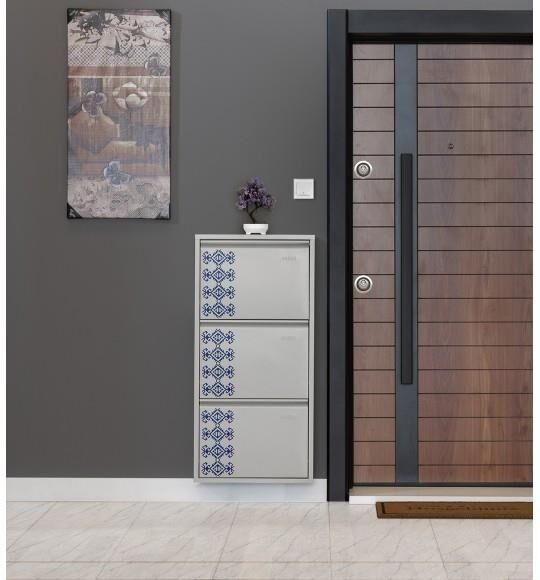 Medikaltec 3’lü Metal Ayakkabılık (Gri-Kilim) | Ev ve Ofisler İçin Uygun Seçim