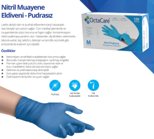 Medikaltec  Nitril Pudrasız Muayene Eldiveni Mavi Large Beden