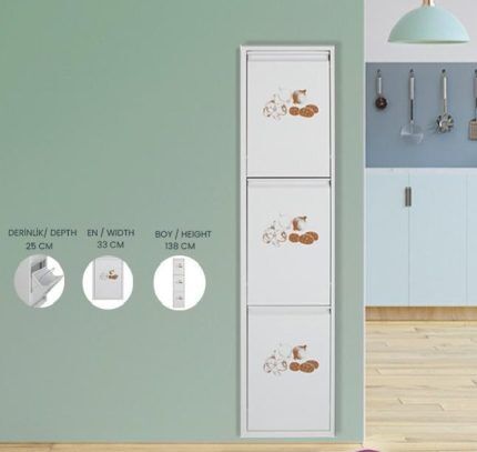 Medikaltec Çok Amaçlı Erzak Dolabı Beyaz 3’lü | Kolay Kurulum, Dayanıklı Yapı