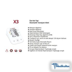 Medikaltec X3 Üst Kol Tipi Otomatik Tansiyon Aleti 5 Yıl Garantili Medikaltec4911 - Görsel 2 (Ön görünüm)