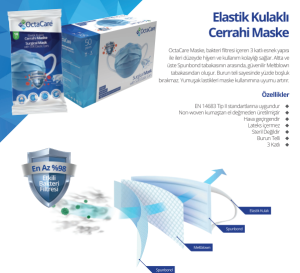Medikaltec Elastik Kulaklı Cerrahi Maske 50 Adet Medikaltec4923 - Görsel 1 (Ön görünüm)