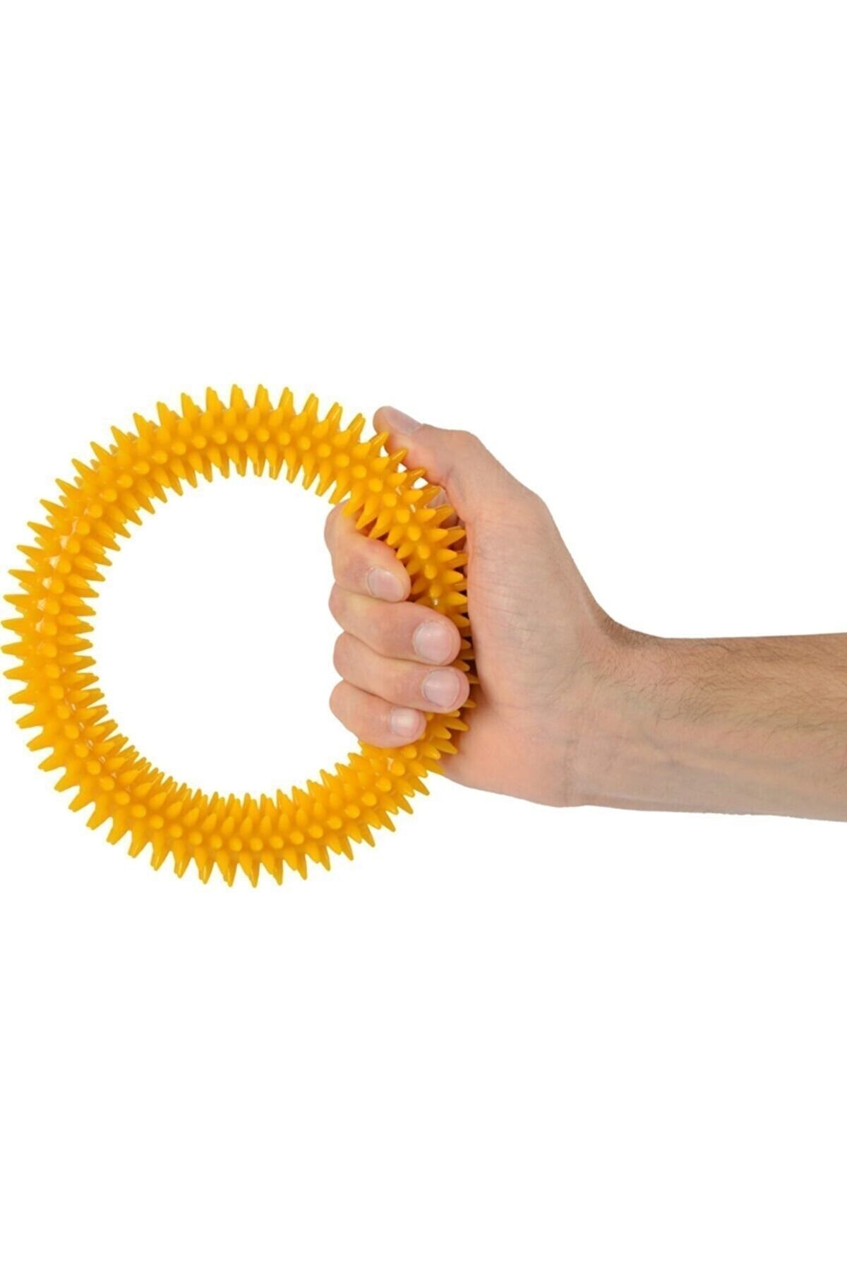 Medikaltec El Egzersiz Masaj Ve Duyu Topu , Yumuşak Dikenli Halka Sarı Renk 15 Cm